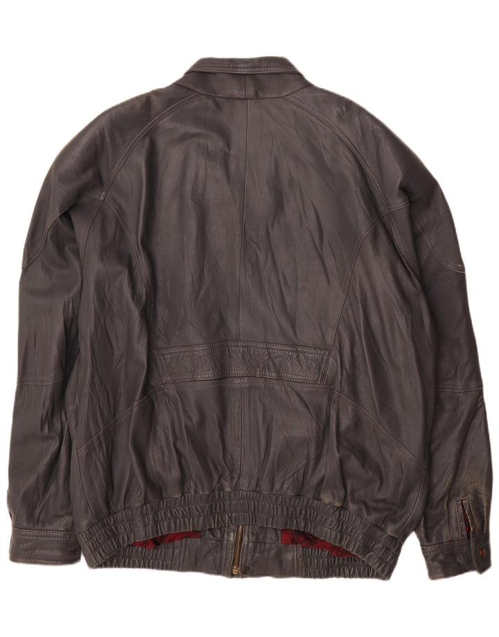 Vintage Mens Leather Jacket IT 60 4XL Grey