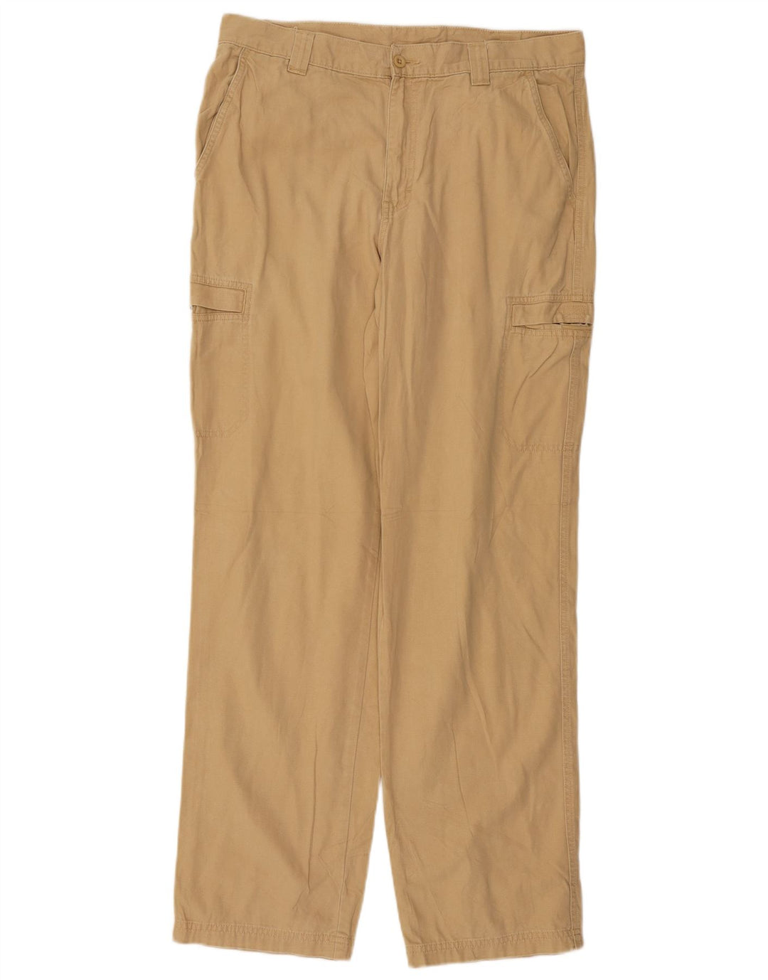 L.L.Bean Mens Straight Cargo Trousers W34 L34 Beige Cotton