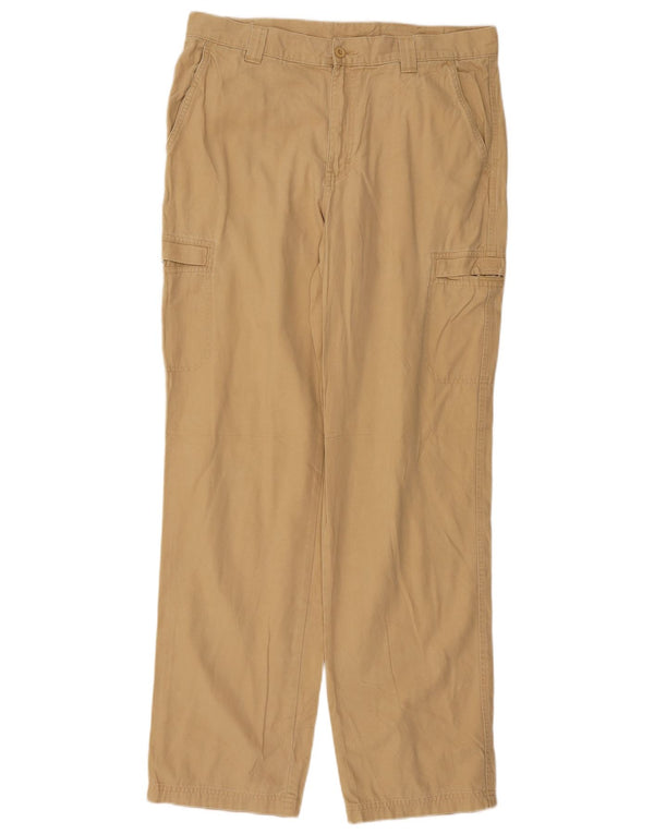 L.L.Bean Mens Straight Cargo Trousers W34 L34 Beige Cotton