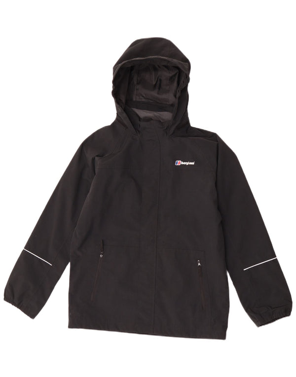 Berghaus Boys Hooded Rain Jacket 12-13 Years Black Polyamide