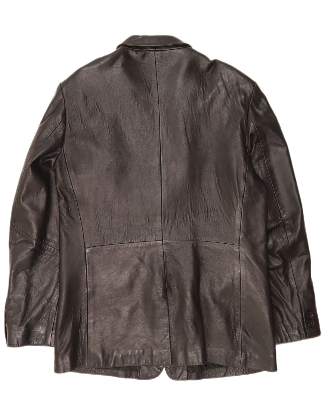 Mexx Mens 2 Button Leather Blazer Jacket IT 52 XL Black Leather