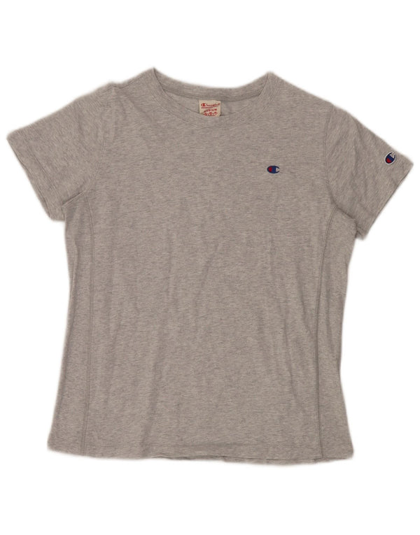 CHAMPION Womens T-Shirt Top UK 14 Medium Grey Flecked Cotton
