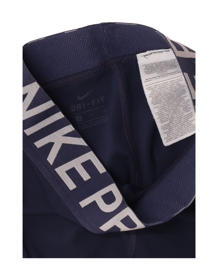 Nike Womens Dri Fit Graphic Leggings UK 8 Small  Navy Blue Polyester