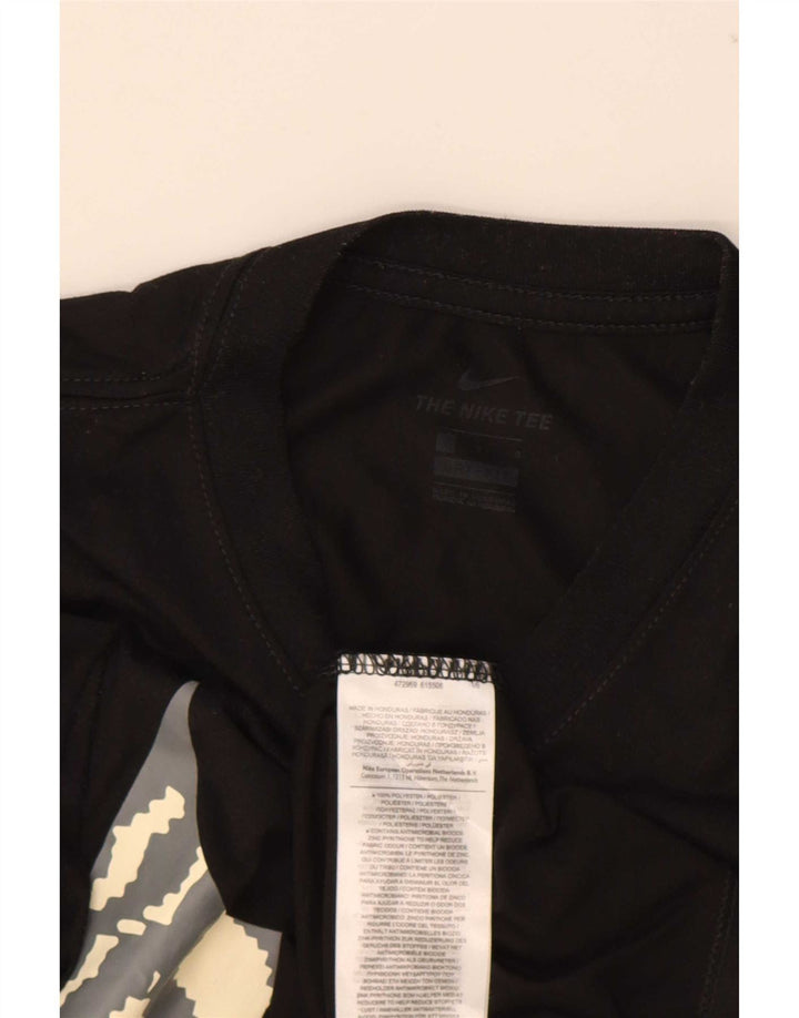 Nike Womens Dri Fit Graphic T-Shirt Top UK 10 Small Black Polyester