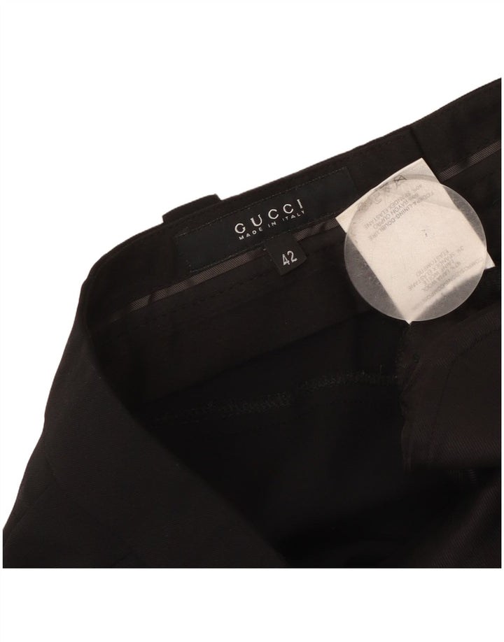 Gucci Womens Straight Suit Trousers IT 42 Medium W30 L31 Black Wool
