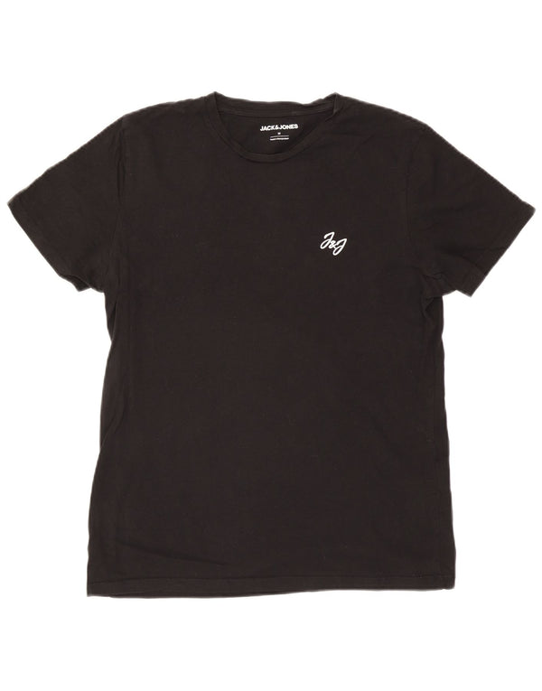 Jack & Jones Mens T-Shirt Top Medium Black Cotton