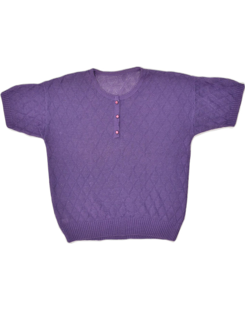 VINTAGE Womens Short Sleeve Boat Neck Jumper Sweater UK 18 XL Purple | Vintage Vintage | Thrift | Second-Hand Vintage | Used Clothing | Messina Hembry 