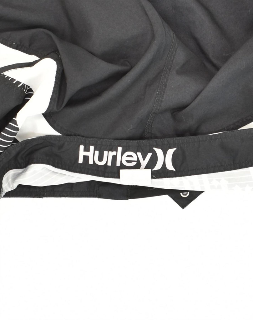 HURLEY Mens Graphic Swimming Shorts W36 Large Black Polyester | Vintage Hurley | Thrift | Second-Hand Hurley | Used Clothing | Messina Hembry 