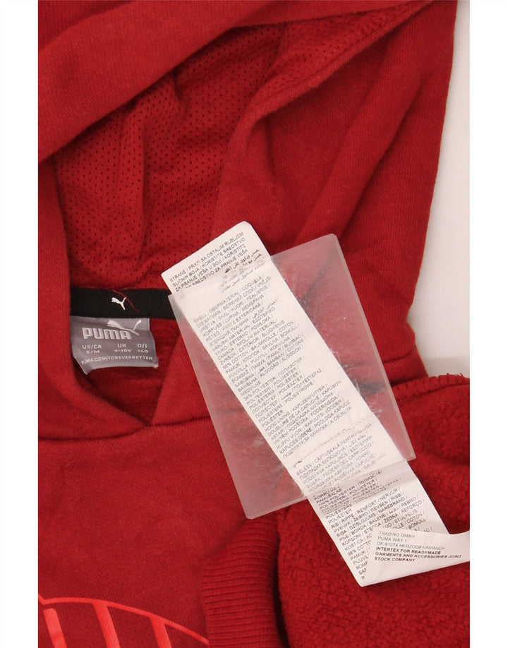 PUMA Boys Graphic Hoodie Jumper 9-10 Years Red Cotton