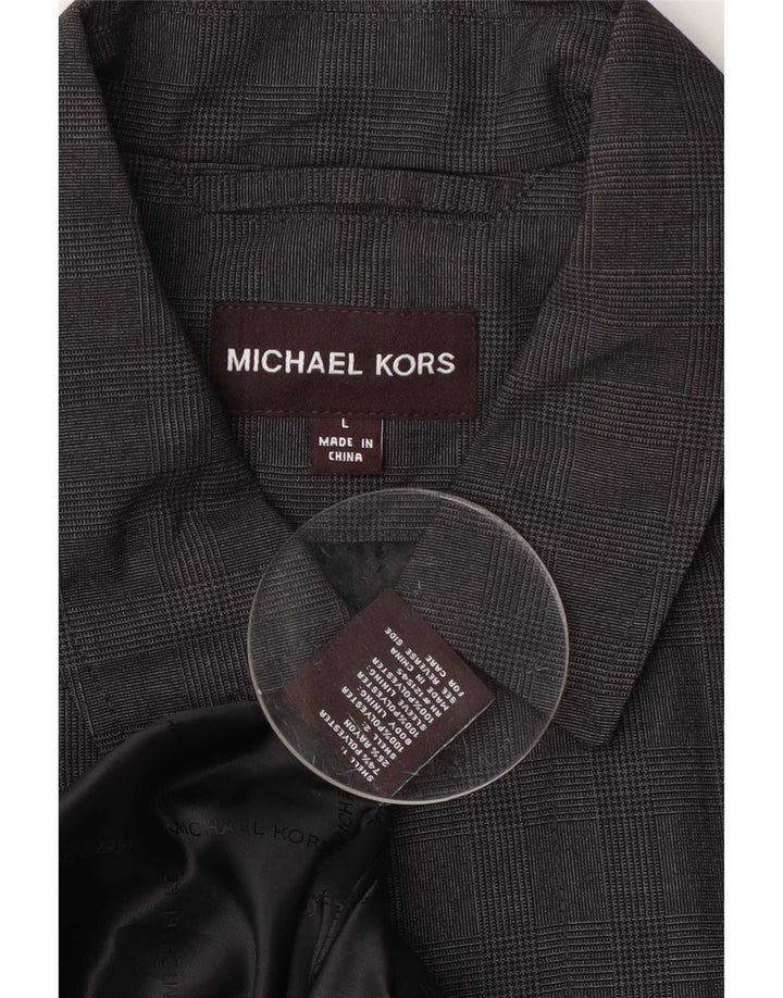 Michael Kors Mens Overcoat UK 40 Large Grey Check Polyester