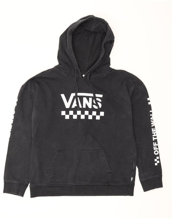 VANS Womens Graphic Oversized Hoodie Jumper UK 16 Large Navy Blue Cotton