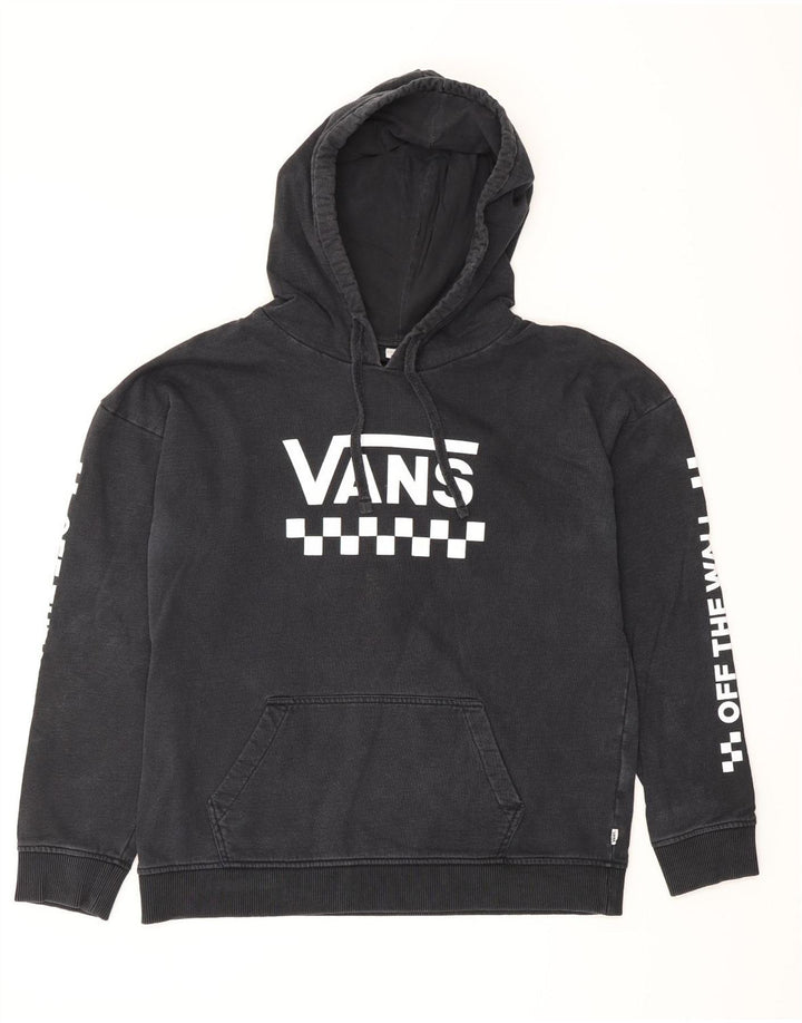 VANS Womens Graphic Oversized Hoodie Jumper UK 16 Large Navy Blue Cotton