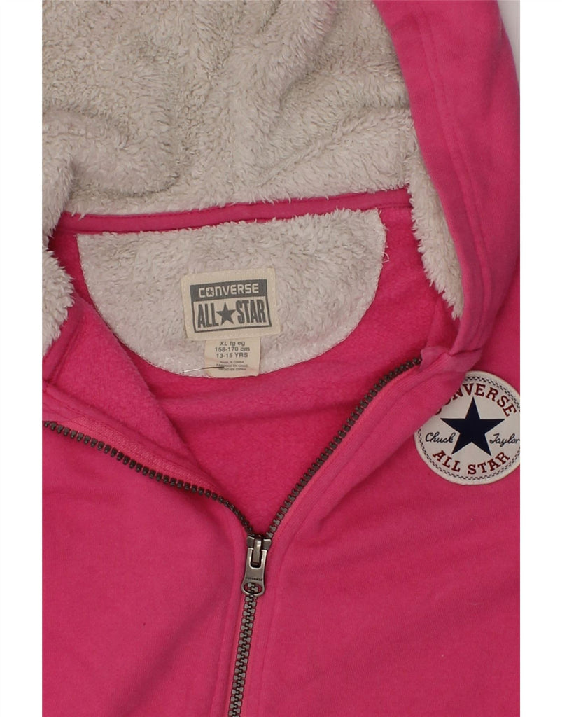 CONVERSE Girls Zip Hoodie Sweater 13-14 Years XL  Pink Cotton | Vintage Converse | Thrift | Second-Hand Converse | Used Clothing | Messina Hembry 