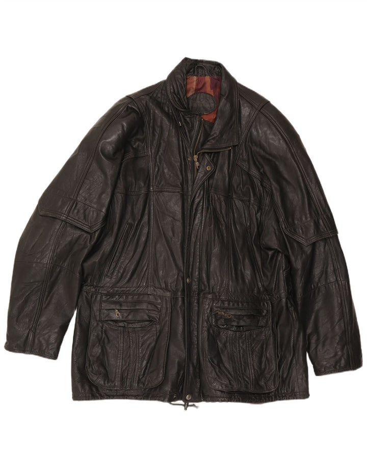 Vintage Mens Leather Jacket UK 44 2XL Black Leather