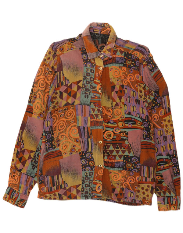 Vintage Womens Shirt Blouse UK 12 Medium Multicoloured Geometric