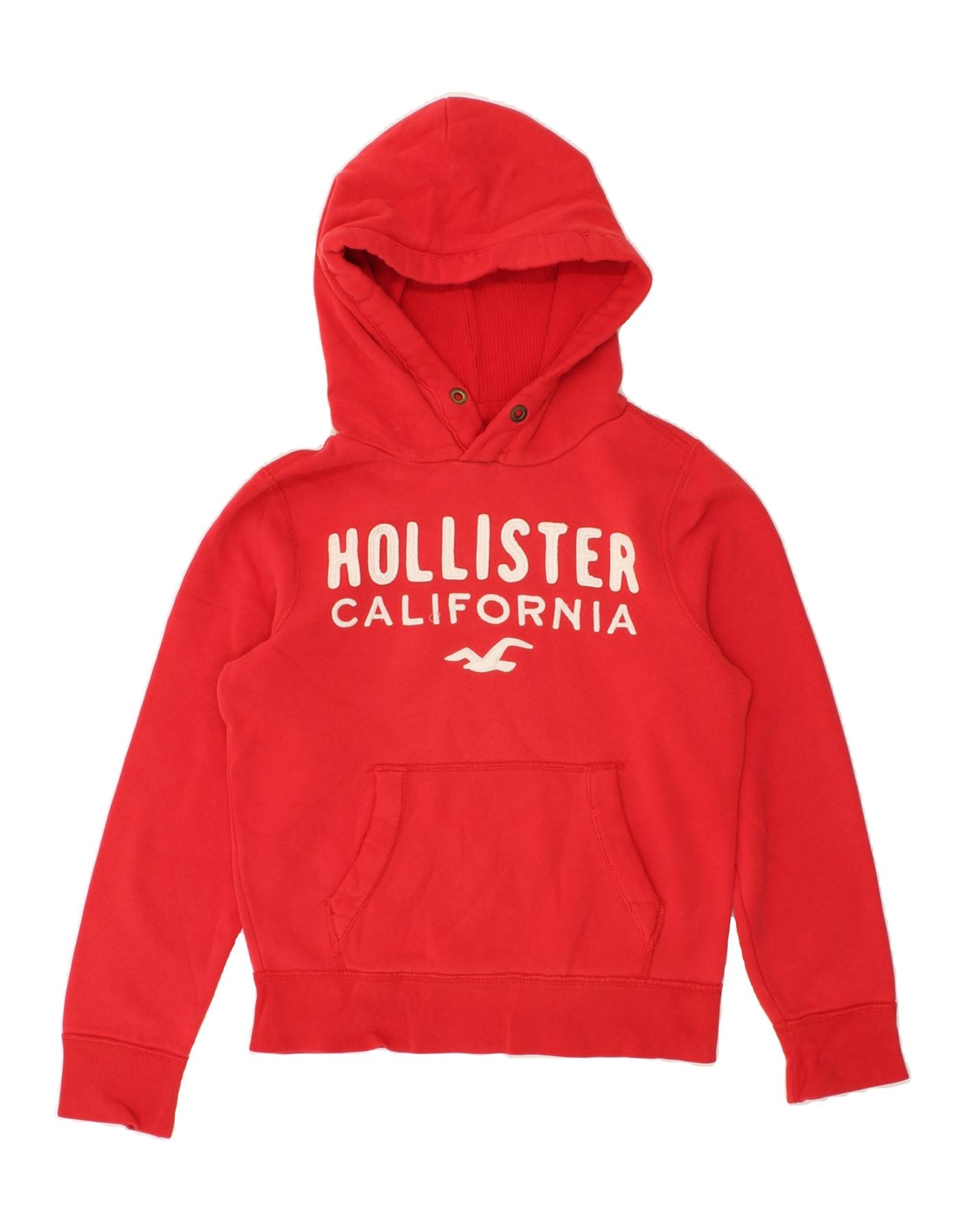 HOLLISTER Mens Graphic Hoodie Jumper Small Red Cotton Vintage