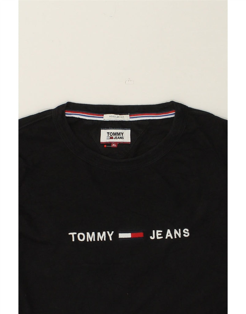 TOMMY HILFIGER Mens Regular Fit Sweatshirt Jumper XL Black Cotton | Vintage Tommy Hilfiger | Thrift | Second-Hand Tommy Hilfiger | Used Clothing | Messina Hembry 
