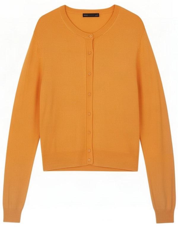 Marks & Spencer Womens Cardigan Sweater UK 14 Large Orange Viscose Classic