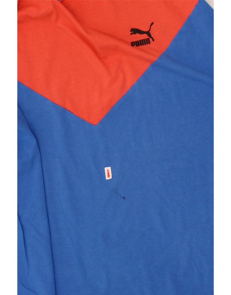 PUMA Mens T-Shirt Top 2XL Blue Colourblock Cotton Vintage Puma and Second-Hand Puma from Messina Hembry 