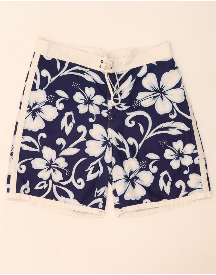 Sundek Mens Swimming Shorts Large Navy Blue Floral Polyester