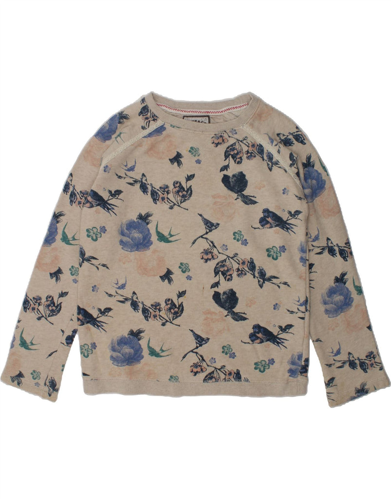 FAT FACE Girls Graphic Sweatshirt Jumper 8-9 Years Grey Floral Cotton | Vintage Fat Face | Thrift | Second-Hand Fat Face | Used Clothing | Messina Hembry 