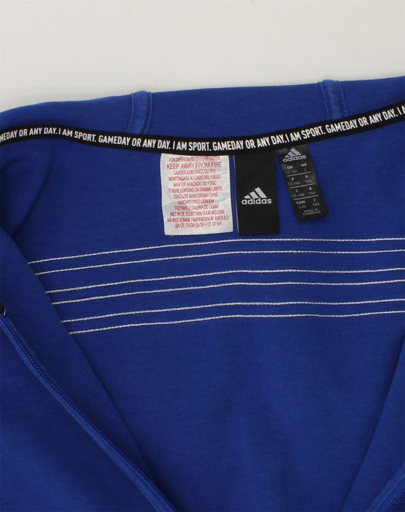 ADIDAS Boys Zip Hoodie Sweater 13-14 Years Blue Cotton | Vintage Adidas | Thrift | Second-Hand Adidas | Used Clothing | Messina Hembry 