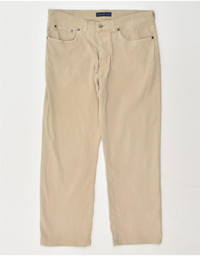 TRUSSARDI JEANS Mens Straight Casual Trousers W38 L28 Beige Cotton | Vintage Trussardi Jeans | Thrift | Second-Hand Trussardi Jeans | Used Clothing | Messina Hembry 