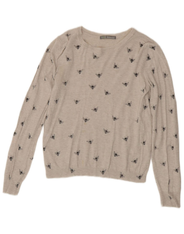 Marks & Spencer Womens Boat Neck Jumper Sweater UK 8 Small Grey