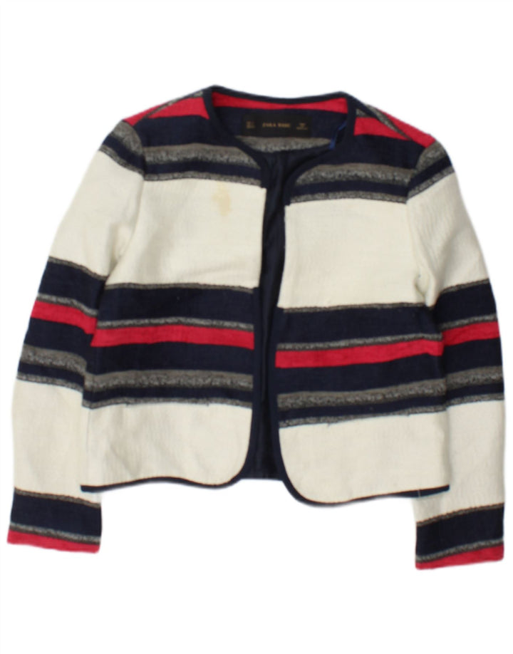 Zara Womens Open Bolero Jacket UK 10 Small White Striped