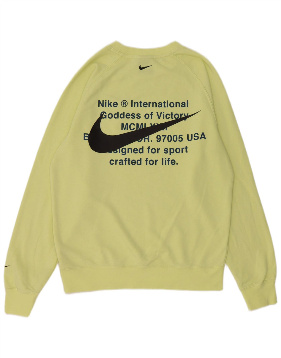 Nike Mens Graphic Sweatshirt Jumper Small Yellow Cotton