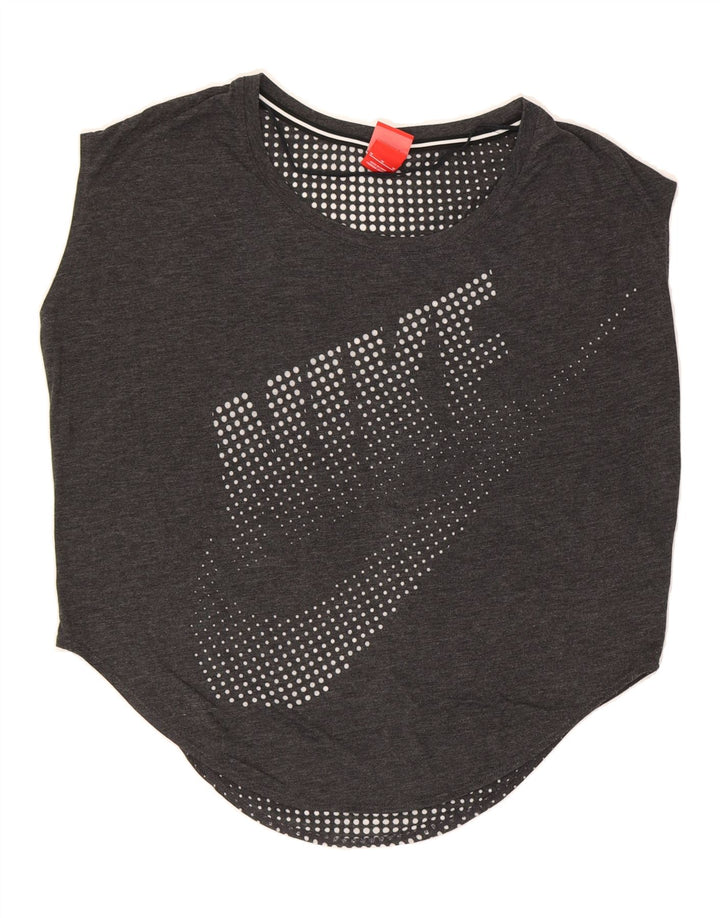 NIKE Womens Graphic Vest Top UK 14 Medium Grey Polyester Vintage Nike and Second-Hand Nike from Messina Hembry 