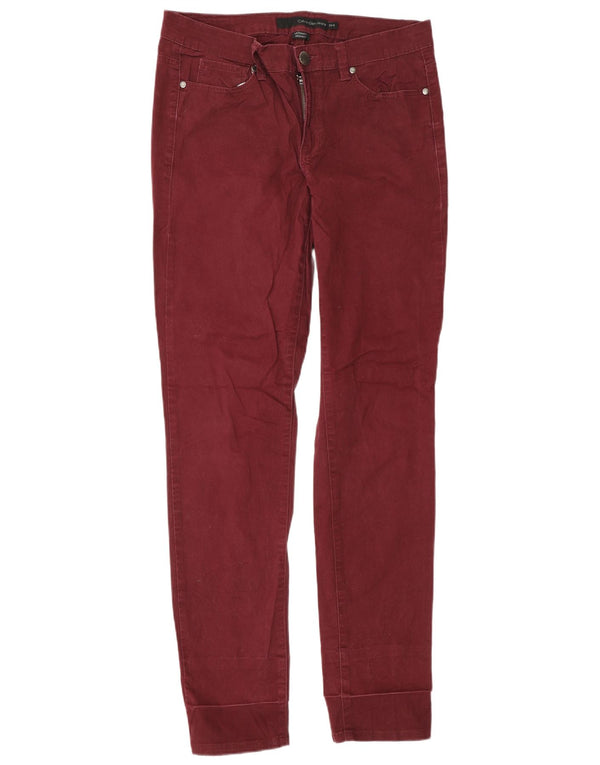 Calvin Klein Womens Ultimate Casual Trousers US 8 Medium W29 L32 Burgundy