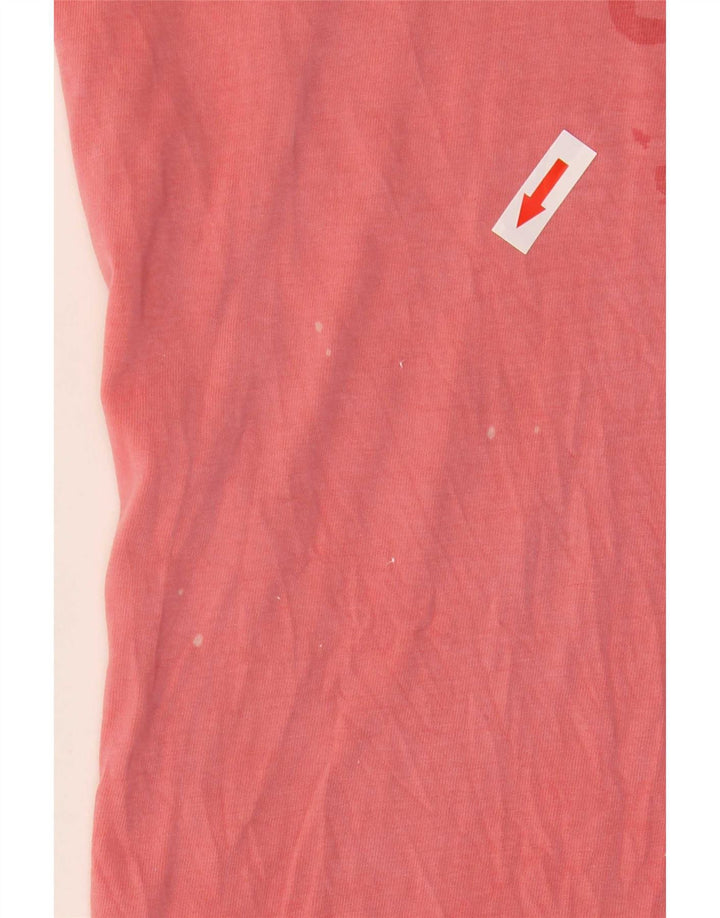 Diesel Mens Graphic T-Shirt Top Medium Pink Cotton