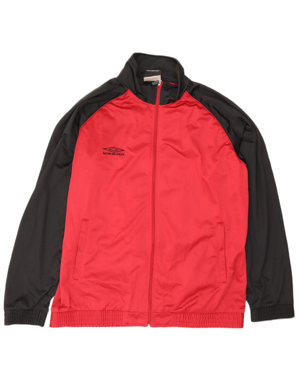 Umbro Mens Tracksuit Top Jacket UK 47/49 2XL Red Colourblock Polyester