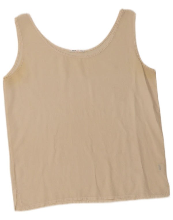 Vintage Womens Crop Vest Top UK 14 Medium Beige Silk