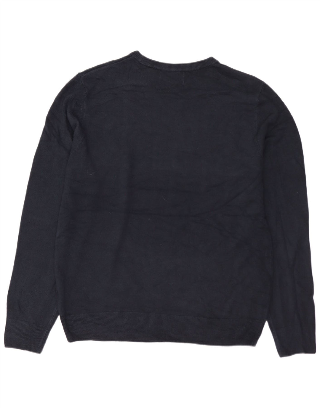 MARKS & SPENCER Mens Crew Neck Jumper Sweater Large Navy Blue Acrylic