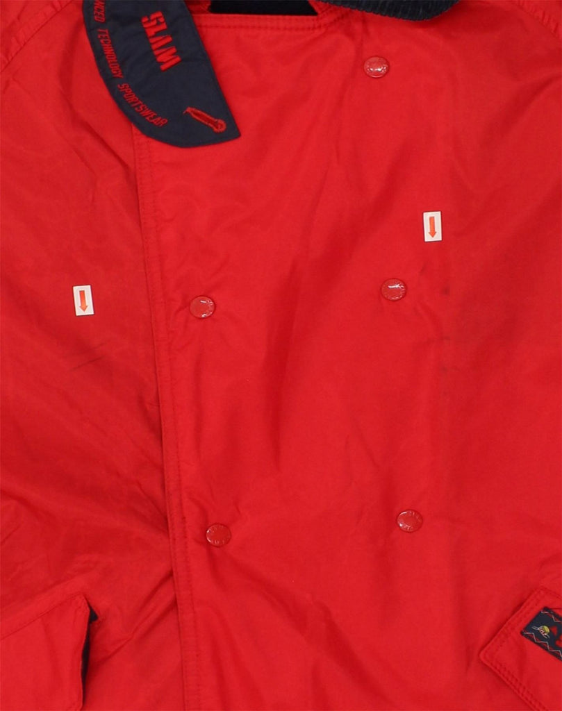 SLAM Mens Double Breasted Windbreaker Jacket UK 40 Large Red Nylon | Vintage Slam | Thrift | Second-Hand Slam | Used Clothing | Messina Hembry 