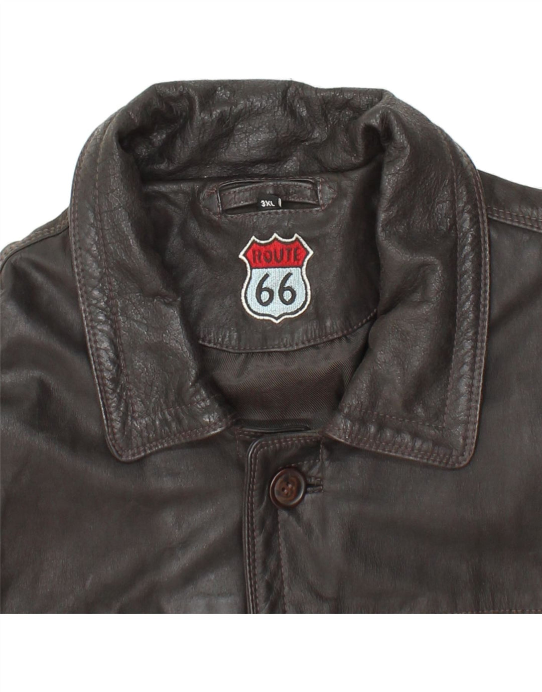 ROUTE 66 Mens Leather Coat UK 46 3XL Black Leather