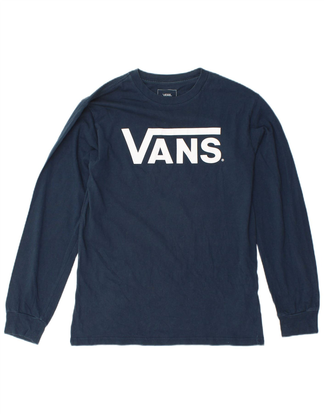 VANS Womens Classic Fit Graphic Top Long Sleeve UK 10 Small Navy Blue