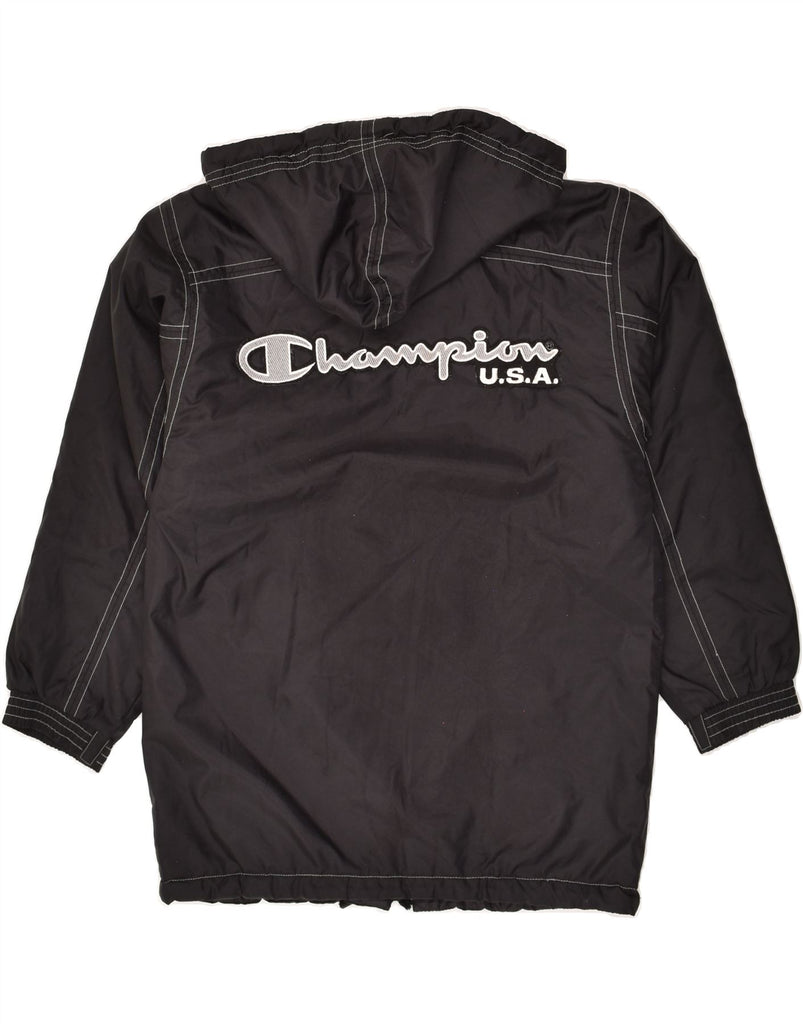 CHAMPION Boys Hooded Windbreaker Jacket 13-14 Years Black Polyamide | Vintage Champion | Thrift | Second-Hand Champion | Used Clothing | Messina Hembry 