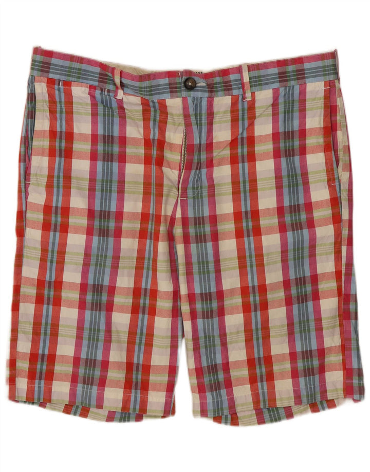 JACK WILLS Mens Chino Shorts W34 Large Multicoloured Check Cotton