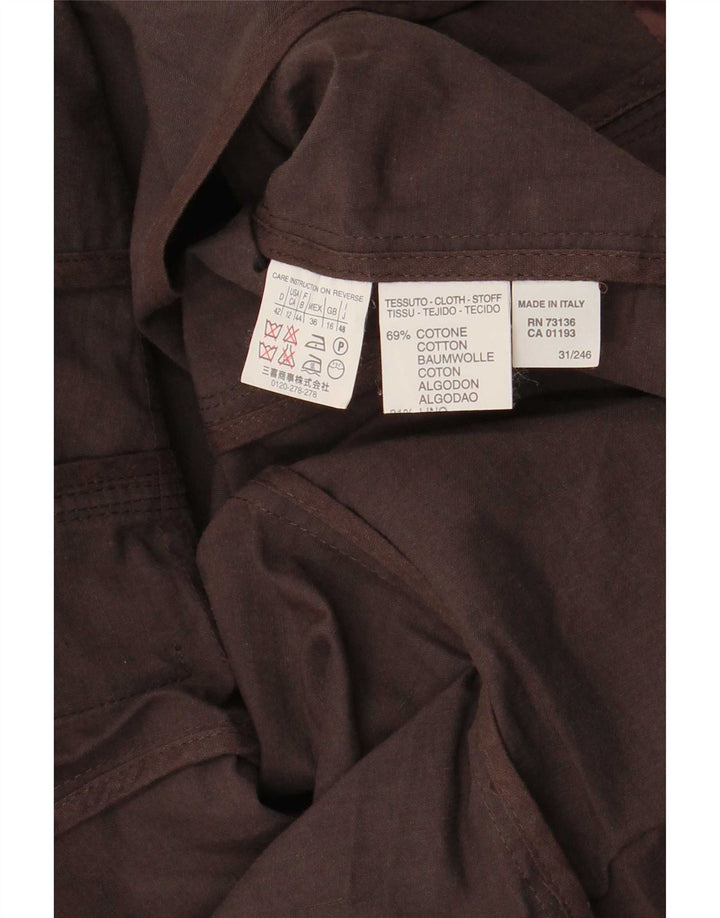 Marella Womens 2 Button Blazer Jacket UK 16 Large Brown Cotton