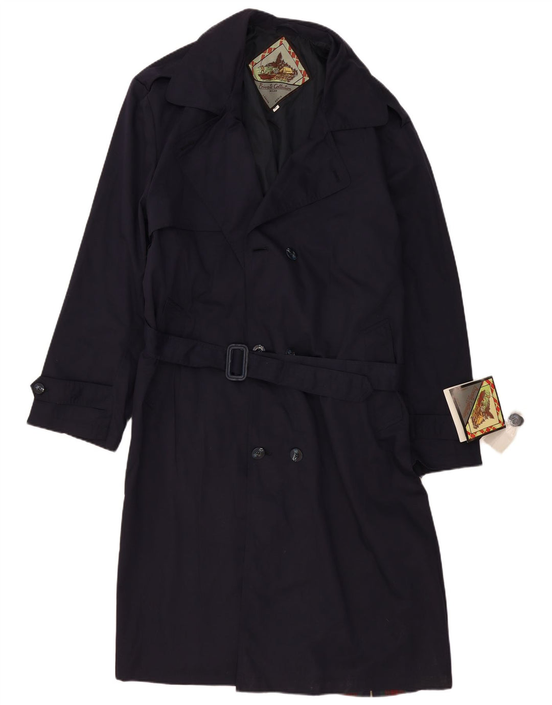Vintage Mens Trench Coat UK 42 XL Navy Blue Polyester