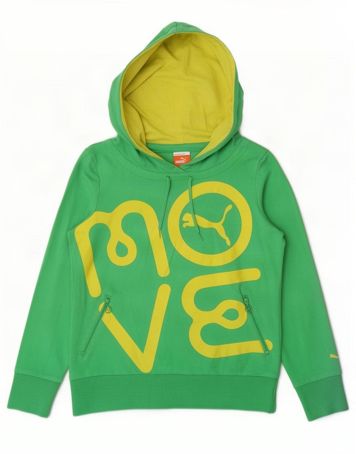 Puma Womens Graphic Hoodie Jumper UK 12 Medium Green