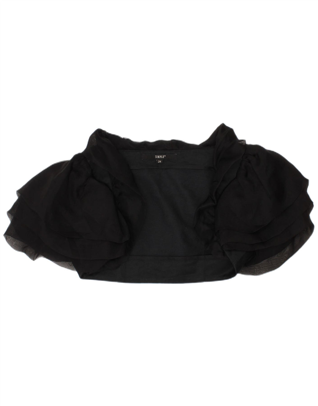 Vintage Womens Bolero Top IT 34 2XS Black Silk