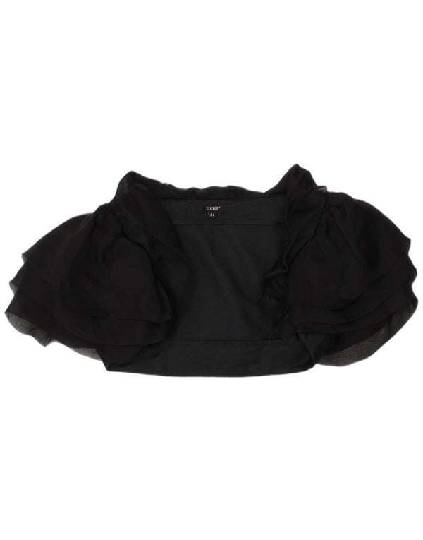 Vintage Womens Bolero Top IT 34 2XS Black Silk