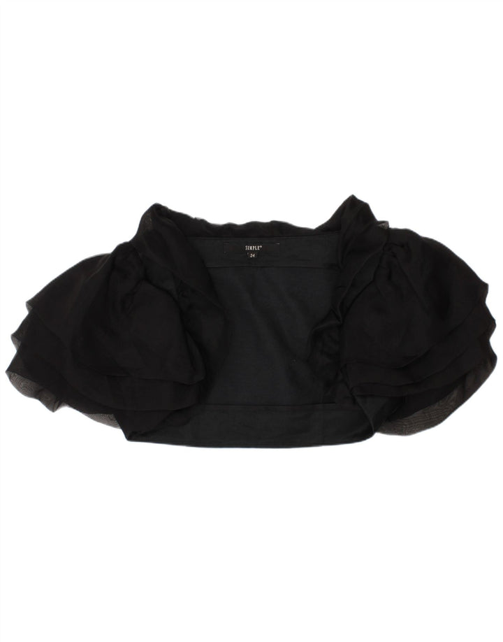 Vintage Womens Bolero Top IT 34 2XS Black Silk