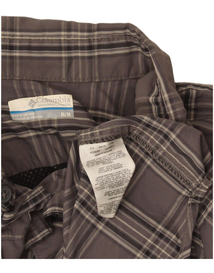 Columbia Mens Shirt Medium Grey Plaid Nylon