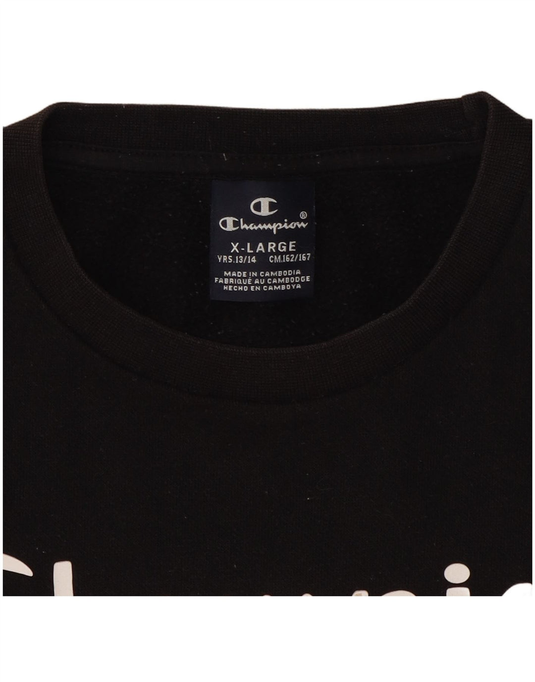 CHAMPION Boys Graphic Sweatshirt Jumper 13-14 Years XL  Black