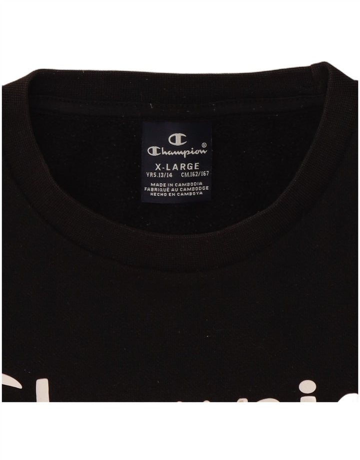 CHAMPION Boys Graphic Sweatshirt Jumper 13-14 Years XL  Black